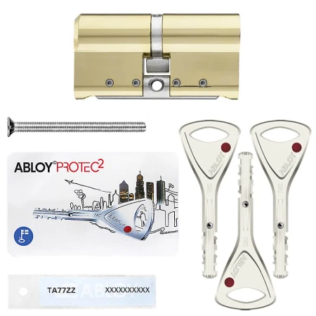 Циліндр Abloy Protec 2 Hard (ключ-ключ), 63(32/31), латунь полірована