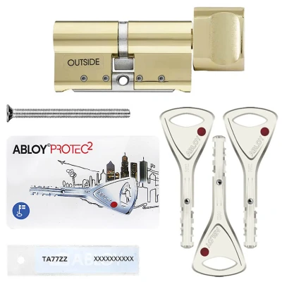 Циліндр Abloy Protec 2 (ключ-тумблер), 72(36/36), латунь полірована
