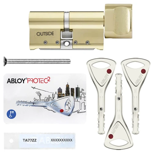 Купить Цилиндр Abloy Protec 2 CY323 ключ-тумблер, 72 мм (31х41), латунь полированная Одесса