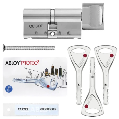 Циліндр Abloy Protec 2 (ключ-тумблер), 62(31/31), хром полірований