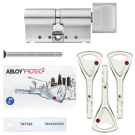 Циліндр Abloy Protec 2 (ключ-тумблер), 62(31/31), хром матовий