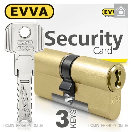 Циліндр EVVA 4KS (ключ-ключ), 62(31/31), латунь, три ключі