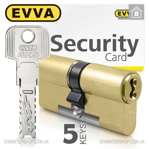 Купити Циліндр EVVA 4KS ключ-ключ, 82 мм (46х36), латунь полірована, п'ять ключів Одеса
