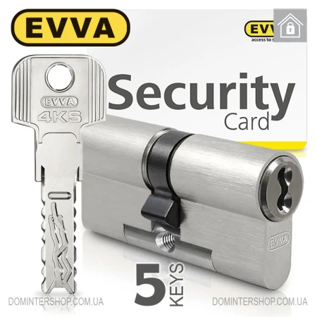 Циліндр EVVA 4KS (ключ-ключ), 62(31/31), нікель, п'ять ключів