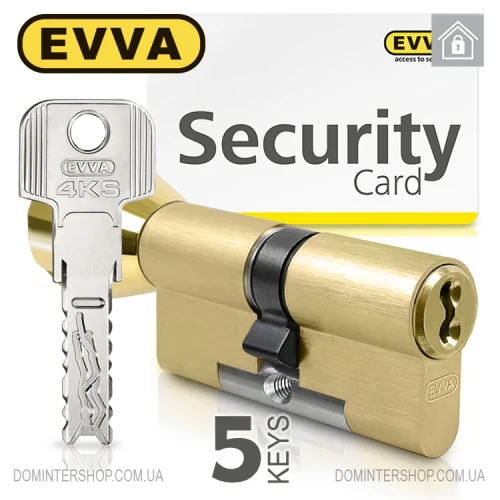 Купити Циліндр EVVA 4KS ключ-тумблер, 167 мм (86х81), латунь полірована, п'ять ключів Одеса