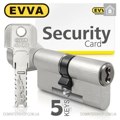Циліндр EVVA 4KS (ключ-тумблер), 92(46/46), нікель, п'ять ключів
