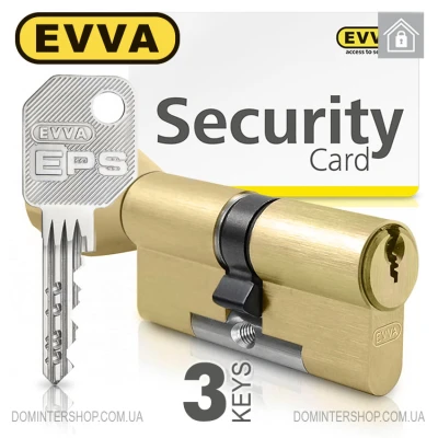 Циліндр EVVA EPS (ключ-тумблер), 72(36/36), латунь матова, три ключі