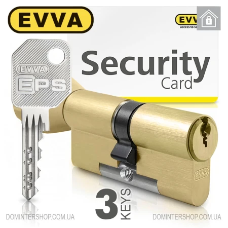 Циліндр EVVA EPS (ключ-тумблер), 62(31/31), латунь матова, три ключі