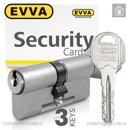 Циліндр EVVA ICS (ключ-тумблер), 62(31/31), нікель матовий, три ключі