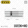 Циліндр EVVA 4KS ключ-ключ, 102 мм (36х66), латунь полірована, п'ять ключів в Одесі