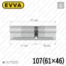 Циліндр EVVA 4KS ключ-ключ, 107 мм (61х46), нікель матовий, п'ять ключів в Одесі