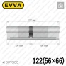 Циліндр EVVA EPS ключ-ключ, 122 мм (56х66), нікель матовий, три ключі в Одесі