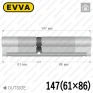 Циліндр EVVA 4KS ключ-ключ, 147 мм (61х86), латунь полірована, п'ять ключів в Одесі