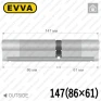 Циліндр EVVA 4KS ключ-ключ, 147 мм (86х61), латунь полірована, п'ять ключів в Одесі
