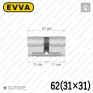 Циліндр EVVA 3KS ключ-ключ, 62 мм (31х31), латунь в Одесі
