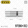 Циліндр EVVA 4KS ключ-ключ, 97 мм (66х31), латунь полірована, п'ять ключів в Одесі