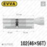 Циліндр EVVA 4KS ключ-тумблер, 102 мм (46х56), латунь полірована, п'ять ключів в Одесі