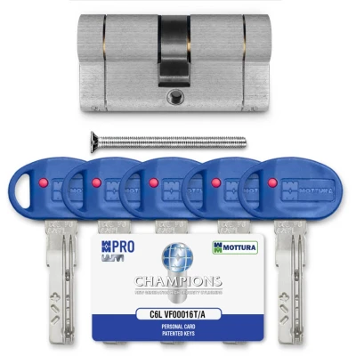 Циліндр Mottura Champions PRO (ключ-ключ), 102(51/51), нікель матовий