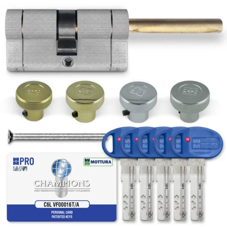 Циліндр Mottura Champions PRO (ключ-шток), 62(31/31), нікель матовий