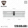 Цилиндр RB-Locks Keylocx (ключ-ключ), 120(60/60), никель матовый в Одессе