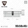 Цилиндр RB-Locks Keylocx (ключ-тумблер), 95(50/45), никель матовый в Одессе