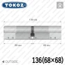 Цилиндр Tokoz PRO 400 ключ-ключ, 136 мм (68х68), никель матовый в Одессе